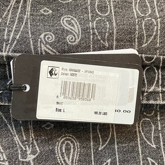 Armani Exchange Shirt Men's Large Regular Fit Short Sleeve Charcoal Paisley NEW - Picture 11 of 13